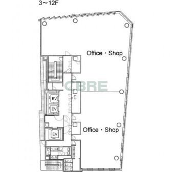 3階〜12階 平面図