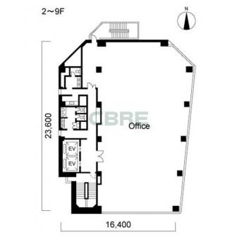 2階〜9階 平面図