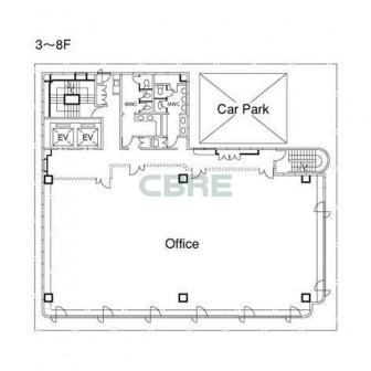 3階〜8階 平面図