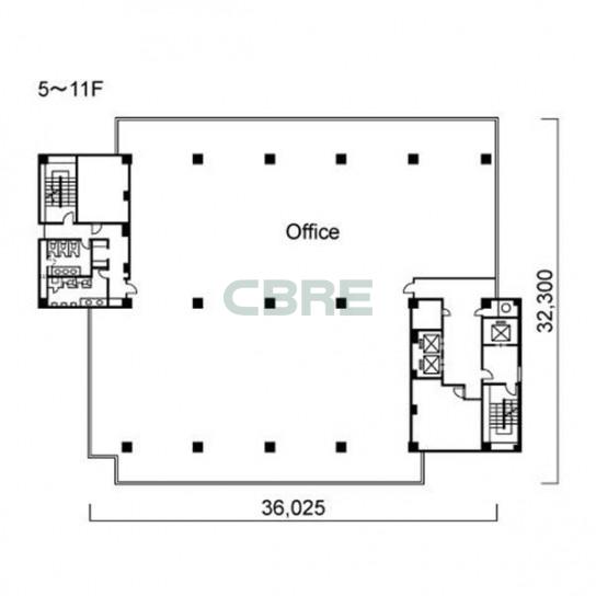 5階〜11階 平面図