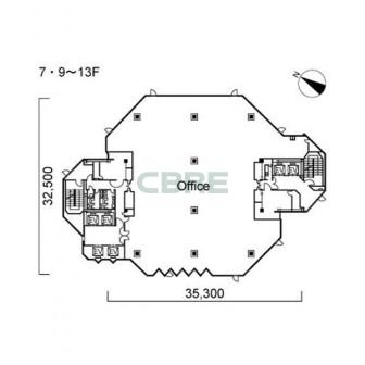 7階〜9階 平面図