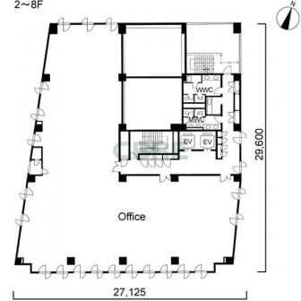 2階〜8階 平面図