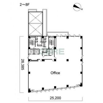 2階〜8階 平面図