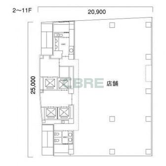 2階〜11階 平面図