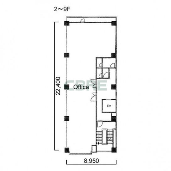 2階〜9階 平面図