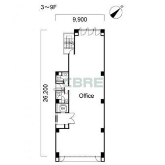 3階〜9階 平面図