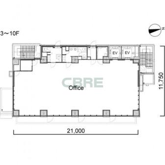 3階〜10階 平面図
