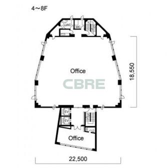 4階〜8階 平面図