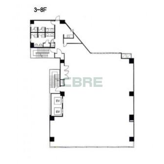 3階〜8階 平面図