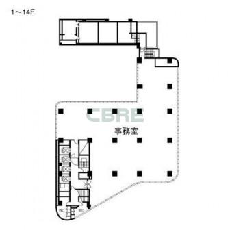 1階〜14階 平面図