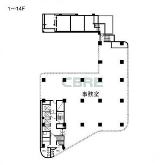 1階〜14階 平面図