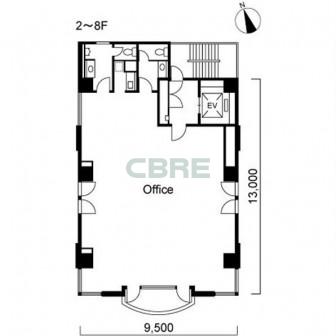 2階〜8階 平面図