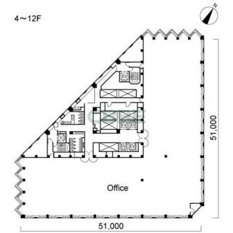 4階〜12階 平面図