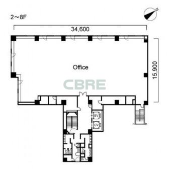 2階〜8階 平面図