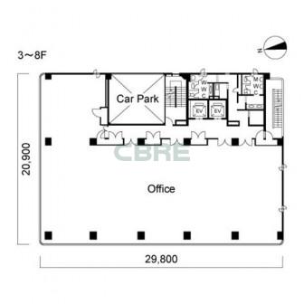 3階〜8階 平面図