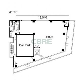 3階〜8階 平面図