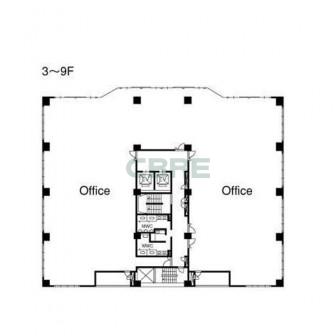 3階〜9階 平面図