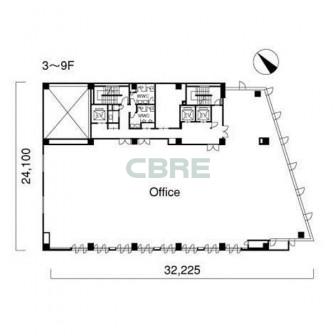 3階〜9階 平面図