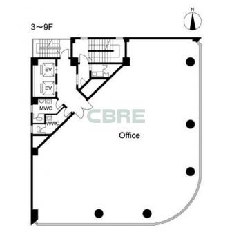 3階〜9階 平面図
