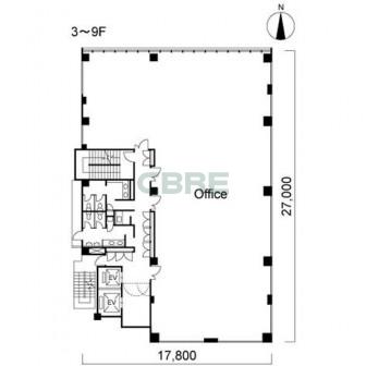 3階〜9階 平面図