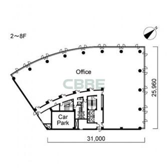 2階〜8階 平面図