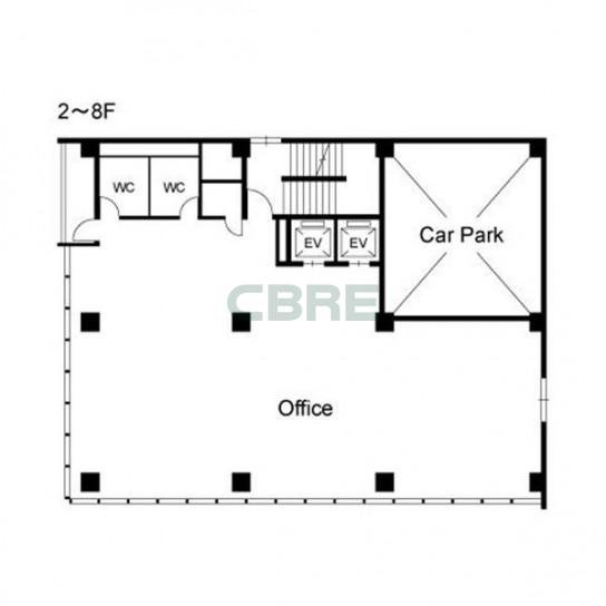 2階〜8階 平面図