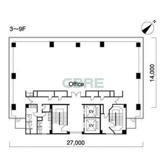 3階〜9階 平面図