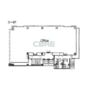 3階〜8階 平面図