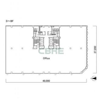 3階〜8階 平面図