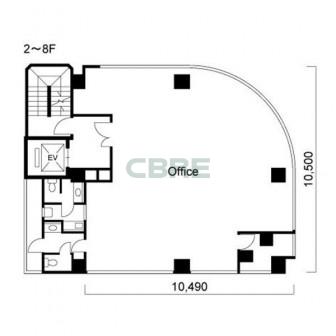2階〜8階 平面図