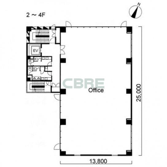 2階〜4階 平面図