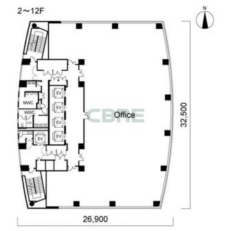 2階〜12階 平面図