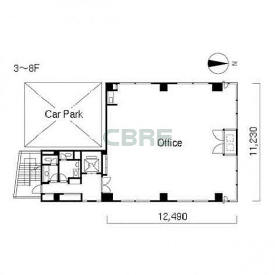 3階〜8階 平面図