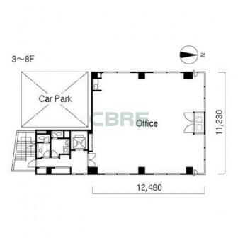 3階〜8階 平面図