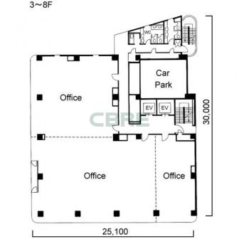 3階〜8階 平面図