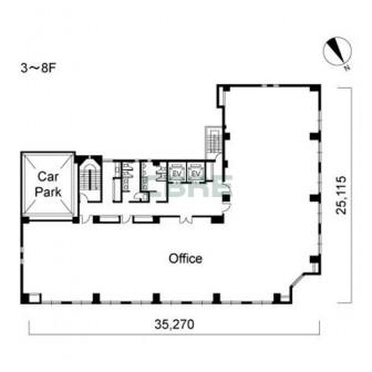 3階〜8階 平面図