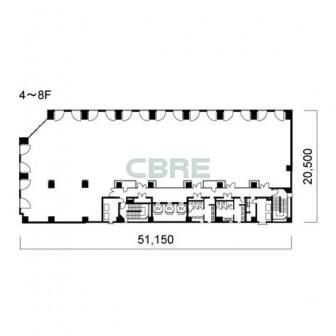 4階〜8階 平面図