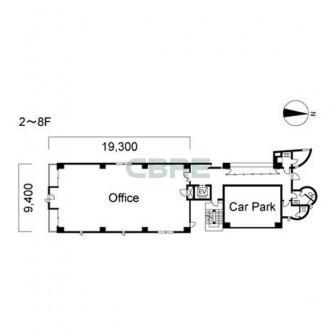 2階〜8階 平面図