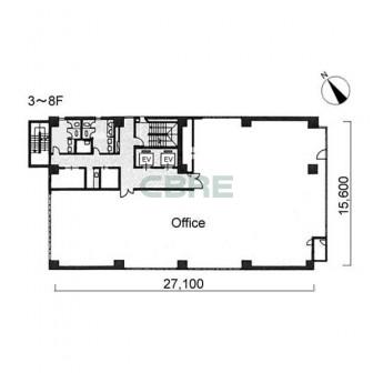 3階〜8階 平面図