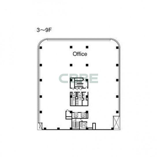 3階〜9階 平面図