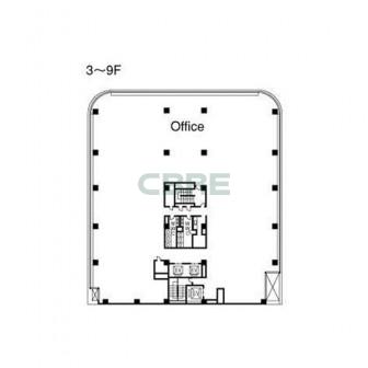 3階〜9階 平面図