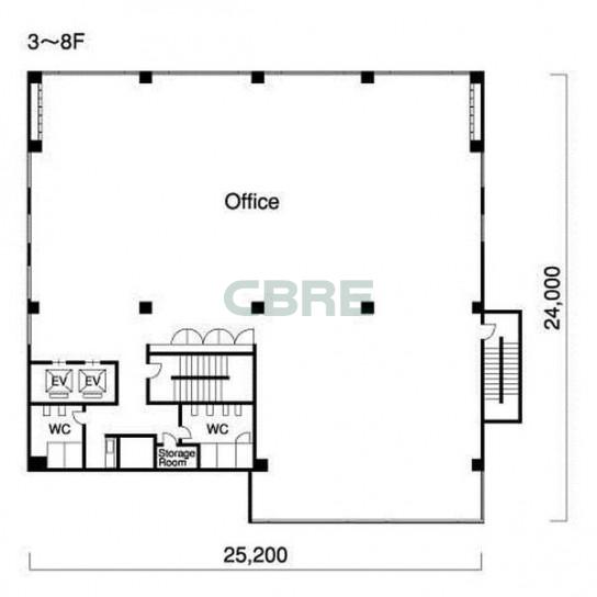 3階〜8階 平面図
