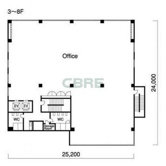 3階〜8階 平面図