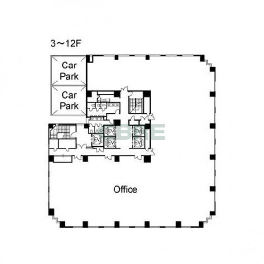 3階〜12階 平面図