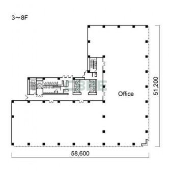 3階〜8階 平面図