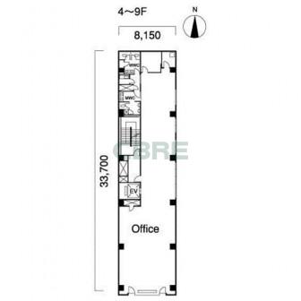 4階〜9階 平面図