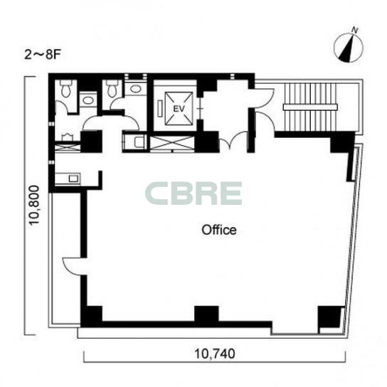 2階〜8階 平面図