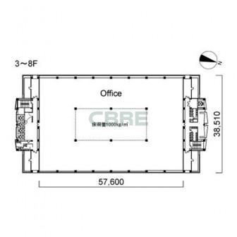 3階〜8階 平面図