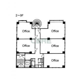2階〜9階 平面図