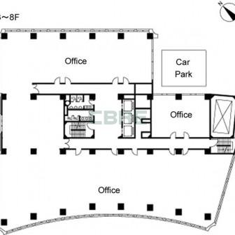 3階〜8階 平面図